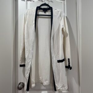 White Cardigan with Black Trim